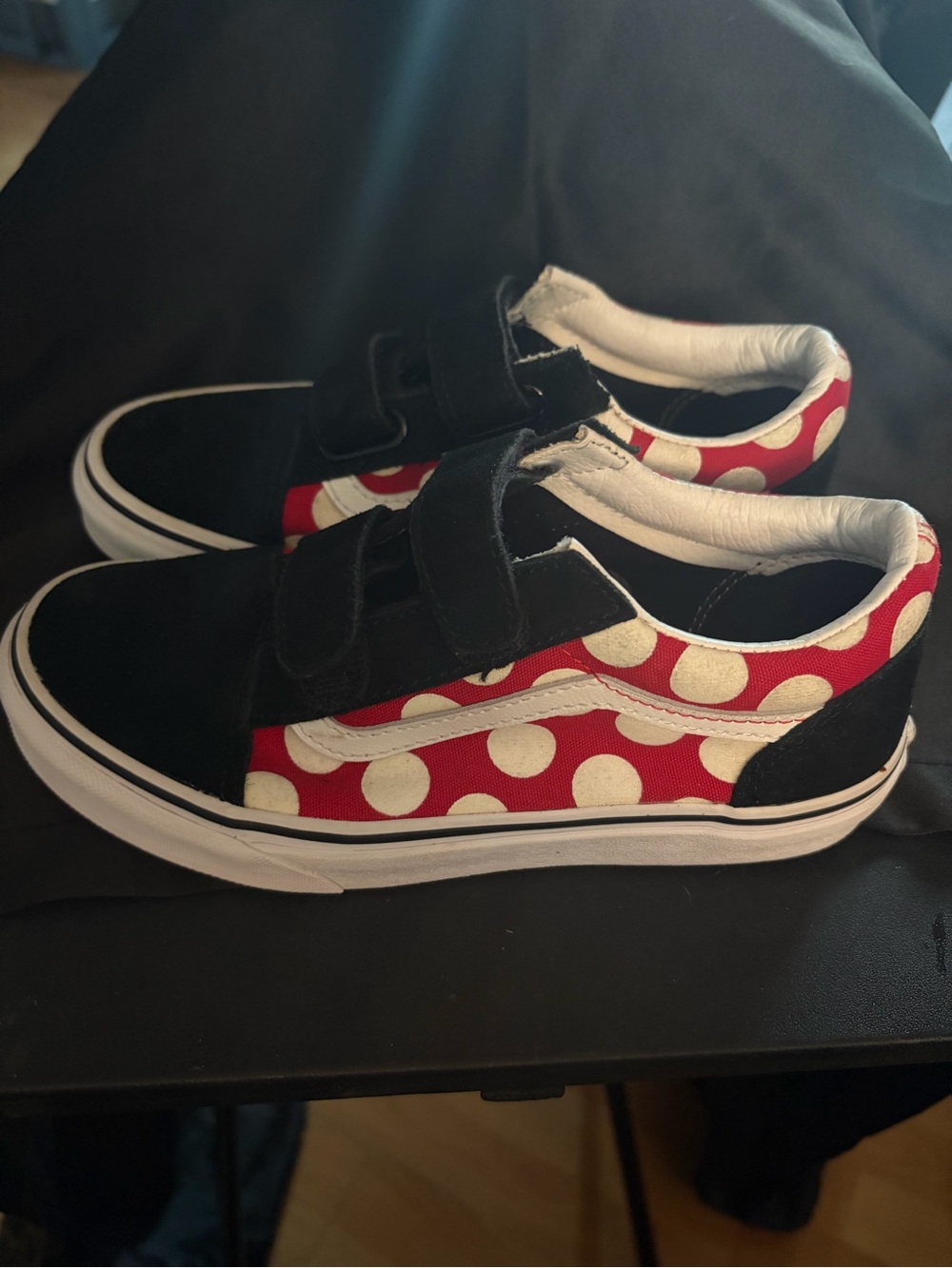 Vans Kids Red & White Polka Dot Velcro Skate Sneakers